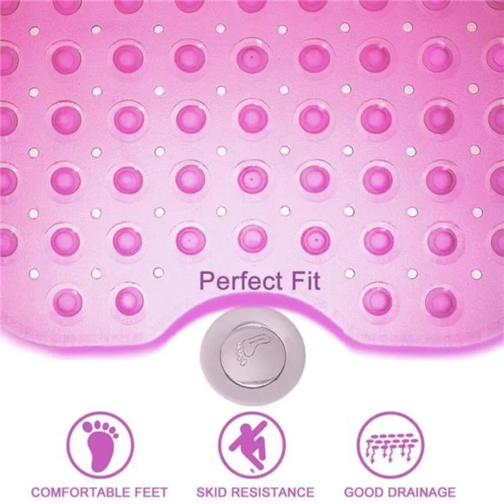 Extra Long Non Slip Bathtub Shower Mat Machine Washable BPA Free 39x16 Pink